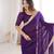 Purple Color Sequins Lace Border Work Satin Silk Saree