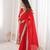 Red Color Sequins Lace Border Work Satin Silk Saree