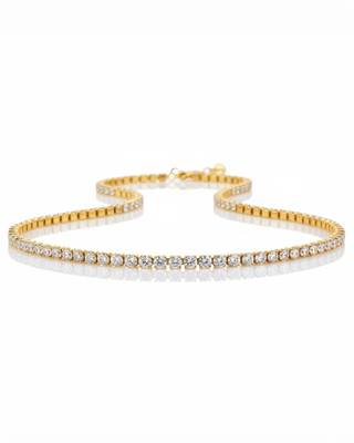 Sophias Classic Tennis Chain 3mm 18K Gold Plated Waterproof Anti Tarnish Necklace 3
