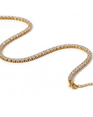 Sophias Classic Tennis Chain 3mm 18K Gold Plated Waterproof Anti Tarnish Necklace 4