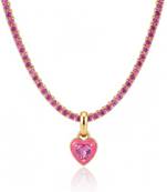 Heart pop tennis chain with pendant: pink