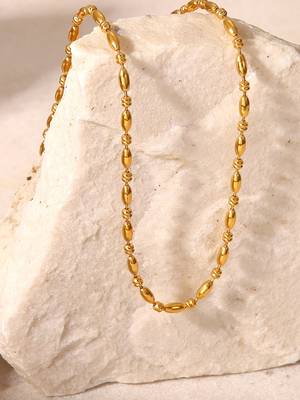 Elegant Beaded Gold Chain Necklace | 18K Gold Plated Anti-Tarnish Everyday Jewellery 2