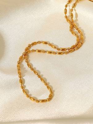 Elegant Beaded Gold Chain Necklace | 18K Gold Plated Anti-Tarnish Everyday Jewellery 5