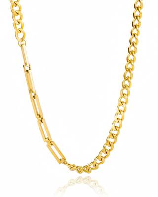 Half Chain Link Necklace | 18K Gold Plated Anti-Tarnish Statement Necklace 3