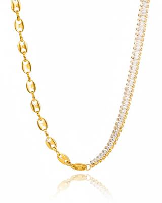 Half Tennis Chain Necklace | 18K Gold Plated Anti-Tarnish Statement Necklace 1