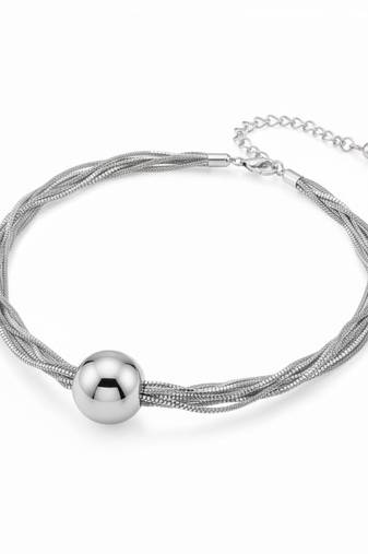 Silver pearl drop bold necklace