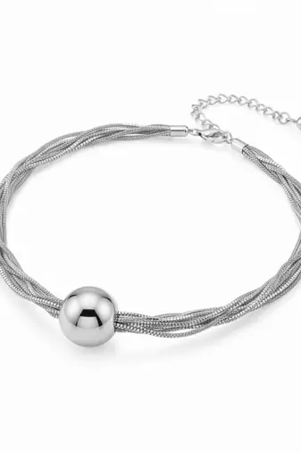 Silver pearl drop bold necklace