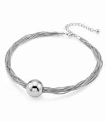 Silver pearl drop bold necklace