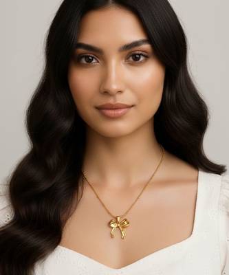 Aria Bow Pendant Necklace | Gold Plated Anti-Tarnish Jewellery 4