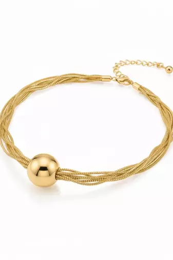 Gold pearl drop necklace