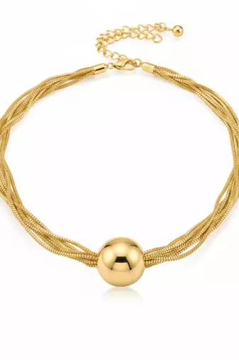 Gold pearl drop necklace