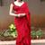 Red Color  3 Layer Ruffle in Skirt and single Layer And Beads and Sequins Work Faux Georgette  Saree