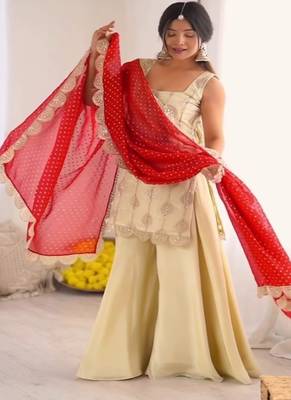 Off-white embroidery crep fully stitched sharara suit set 1
