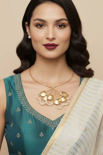 Gold pearl bouquet necklace