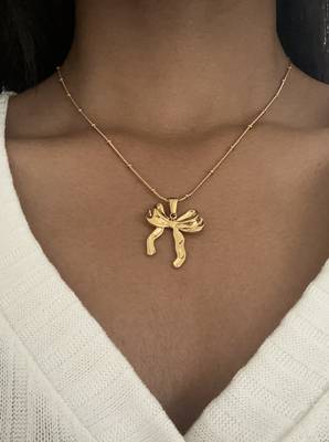 Aria Bow Pendant Necklace | Gold Plated Anti-Tarnish Jewellery 5