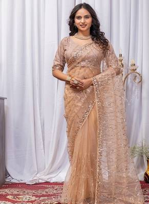 Chiku Color Sequins And Embroidery with Beads Work Butterfly Net 3