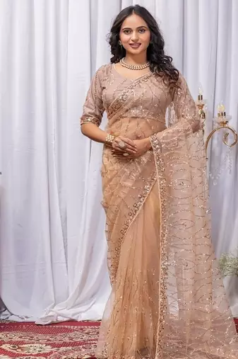 Chiku Color Sequins And Embroidery with Beads Work Butterfly Net