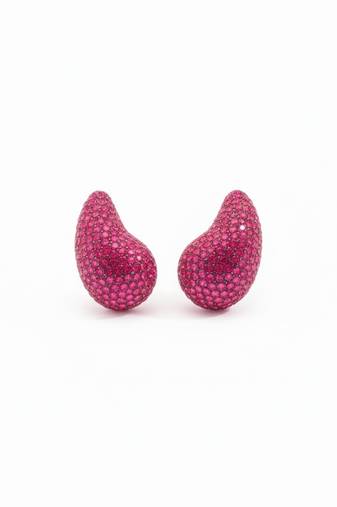 Hot pink crystal teardrop statement earrings