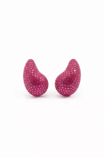 Hot pink crystal teardrop statement earrings
