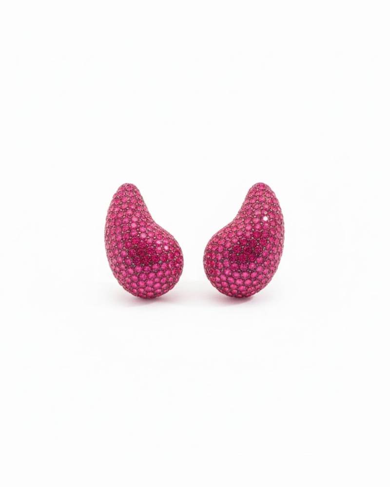 Hot pink crystal teardrop statement earrings