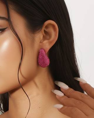 Emerald Green Crystal Teardrop Party Wear Earrings | Rhinestone Statement Drops 2