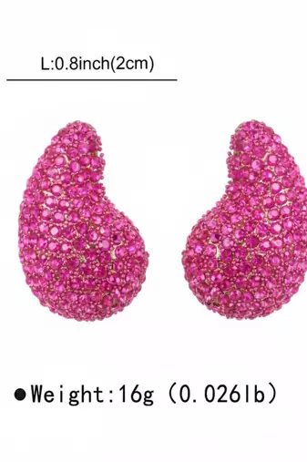 Hot pink crystal teardrop statement earrings