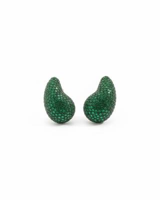 Emerald Green Crystal Teardrop Party Wear Earrings | Rhinestone Statement Drops 1