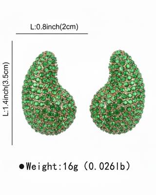 Emerald Green Crystal Teardrop Party Wear Earrings | Rhinestone Statement Drops 3