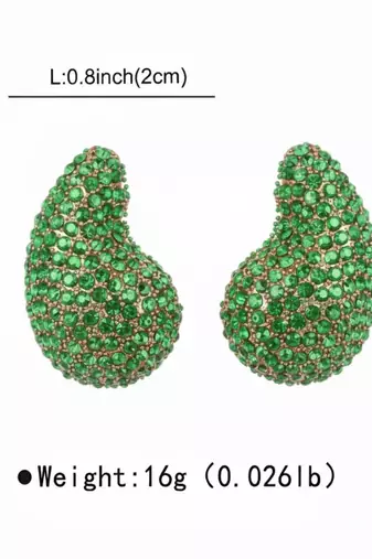Emerald green crystal teardrop statement earrings