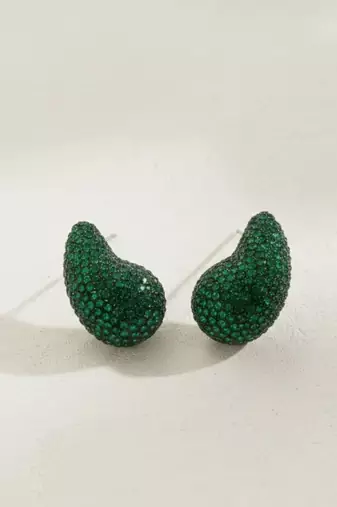 Emerald green crystal teardrop statement earrings
