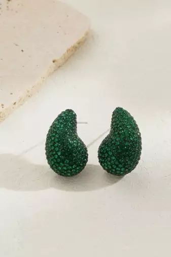 Emerald green crystal teardrop statement earrings