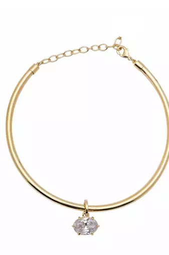 Golden solitaire collar necklace