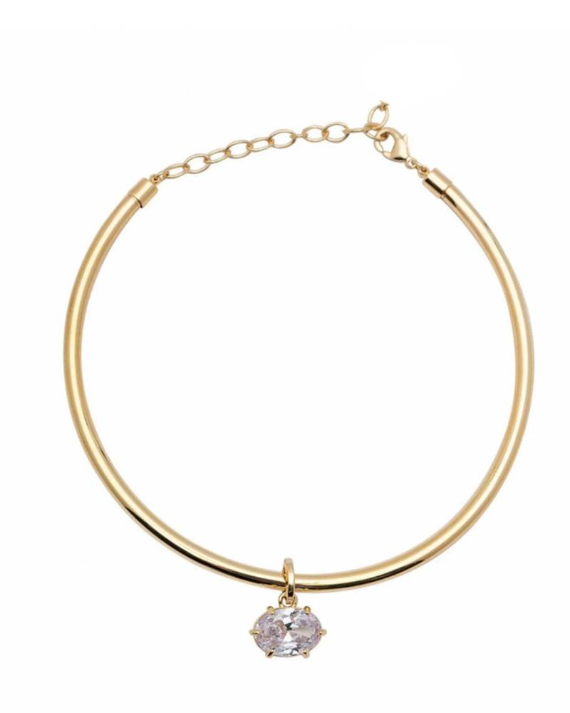 Golden solitaire collar necklace