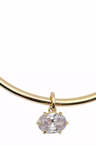 Golden solitaire collar necklace
