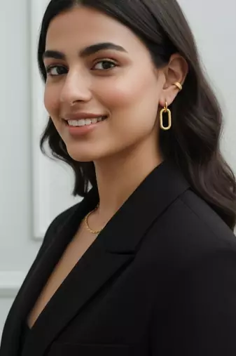Trendy oval wear it two ways earrings