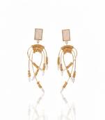 Golden pearl arch earrings