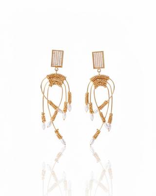 Golden pearl arch earrings 2