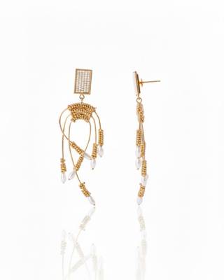 Golden pearl arch earrings 3