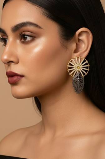 Rhinestone dual tone vintage wheel danglers