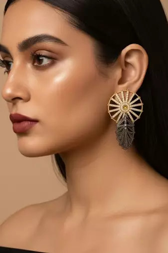 Rhinestone dual tone vintage wheel danglers