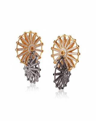 Rhinestone dual tone vintage wheel danglers 4