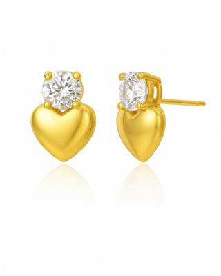 Sweet Heart Gold Plated Diamond Daily Wear Studs for Woman Alloy Stud Earring 3