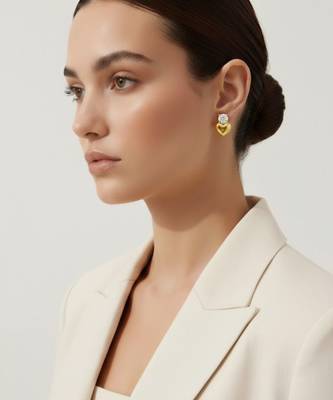 Sweet Heart Gold Plated Diamond Daily Wear Studs for Woman Alloy Stud Earring 4