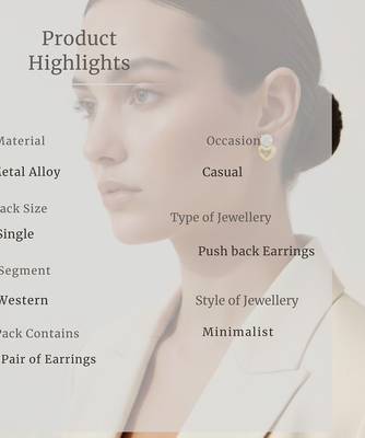 Sweet Heart Gold Plated Diamond Daily Wear Studs for Woman Alloy Stud Earring 5