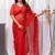 Red Color Sequins And Embroidery with Beads Work Butterfly Net