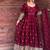 Wine embroidery fendy silk  fully stitched anarkali suit set