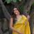 Yellow color Embroidery and  Real Mirror Work Satin Silk saree 