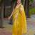 Yellow color Embroidery and  Real Mirror Work Satin Silk saree 