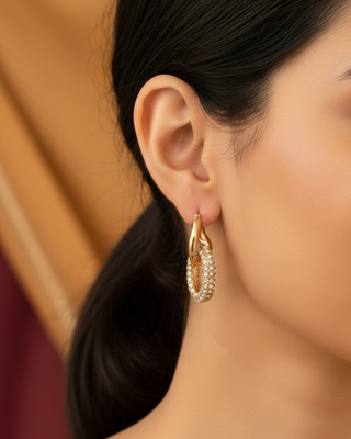Ellipse Halo Glow Hoop Earrings | 18K Gold Plated Anti-Tarnish Hoops | Elegant Daily Wear 2