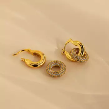 Round Halo Glow Hoop Earrings | 18K Gold Plated Anti-Tarnish Hoops | Elegant Daily Wear 2